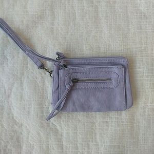 Purple vegan leather wristlet